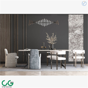 Modern minimalist living room dining room 3d model